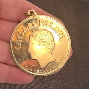 Caesars Palace Las Vegas Goldtone Medalion Pendant Rare